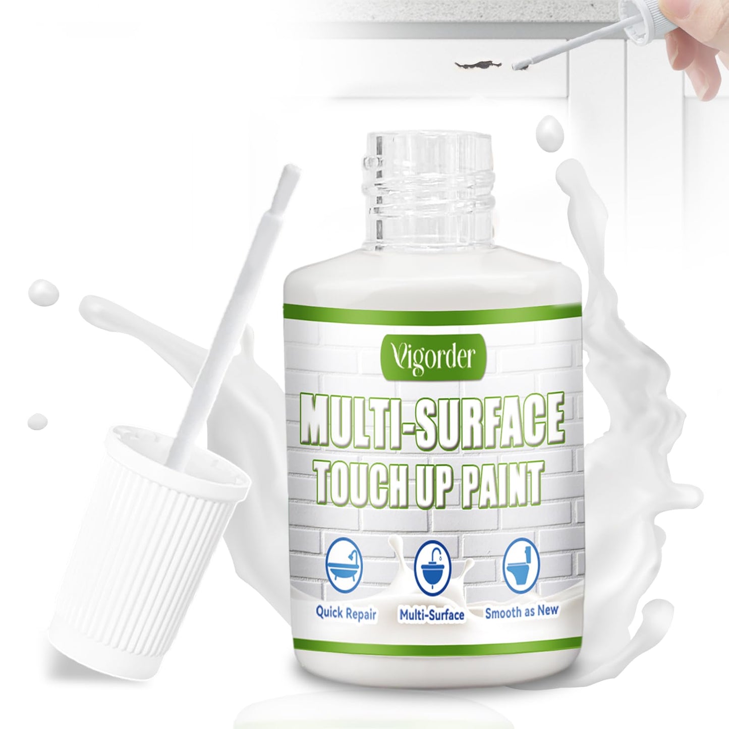 White Touch Up Paint Pen, White Paint for Wall, Door, Cabinets, Furniture, Enamel (Semi-Gloss, 30ML)