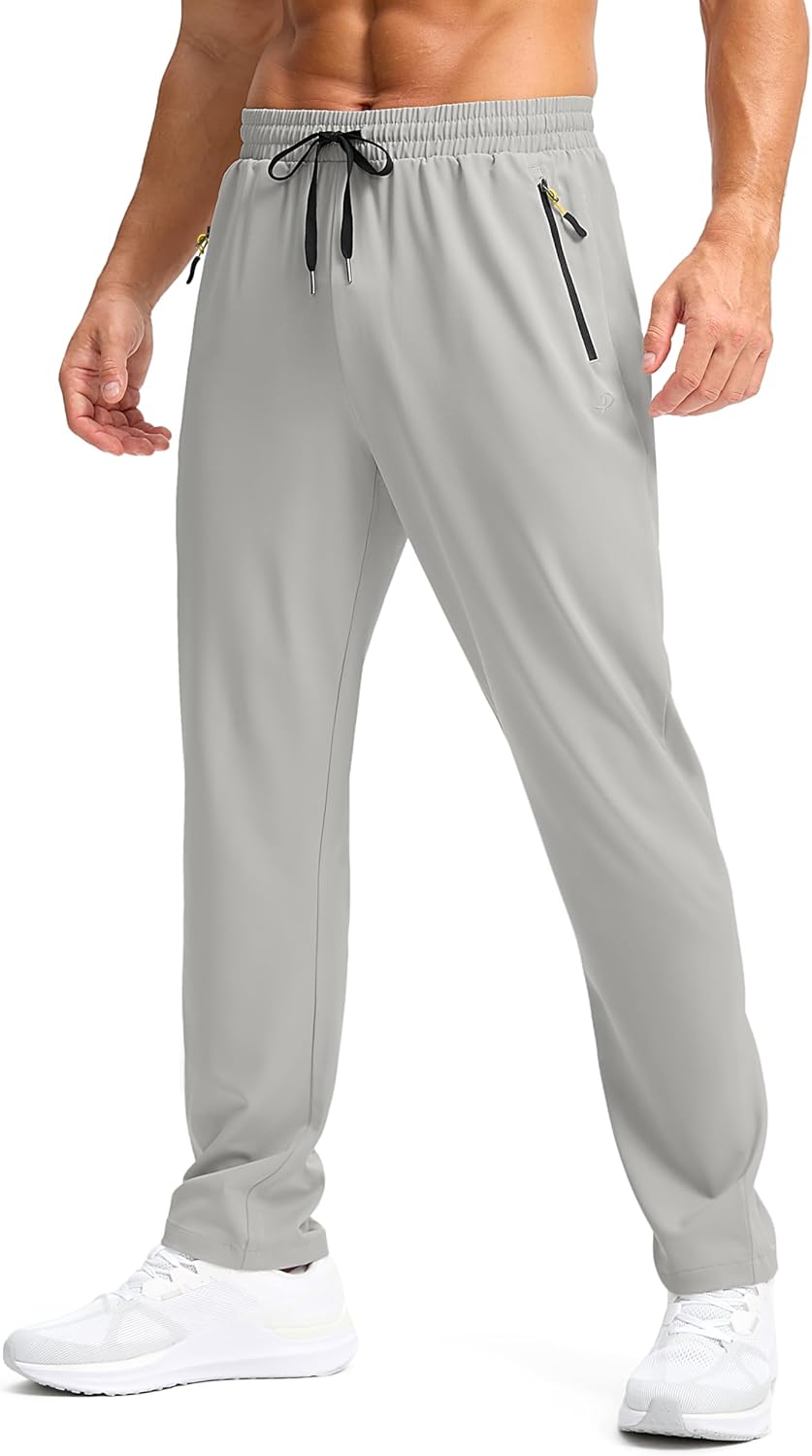 Pudolla Men's Lightweight Hiking Pants - Quick-Dry Outdoor Sweatpants with Zipper Pockets | Athletic Travel