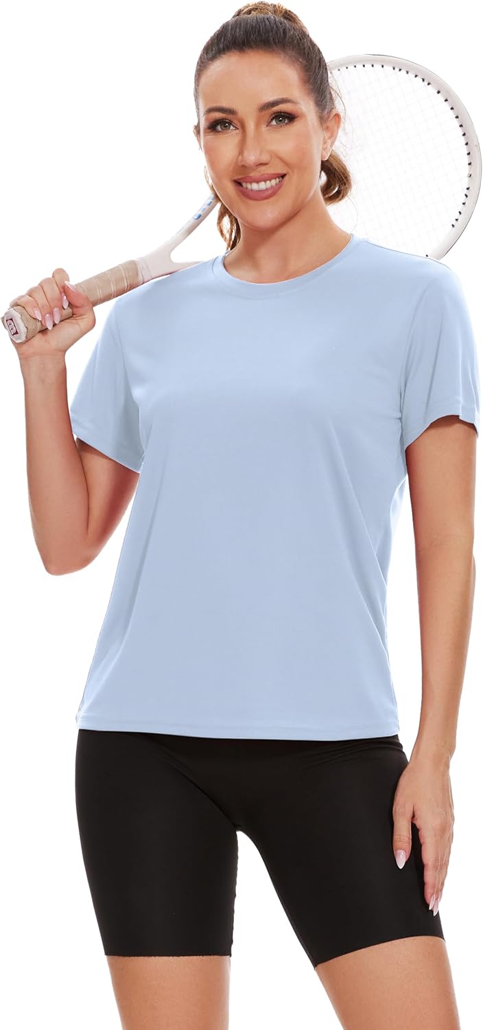 Skiennix Women's Athletic T-Shirts - 6 Pack Short Sleeve UPF Sun Protection Quick Dry Tees for Yoga & Running