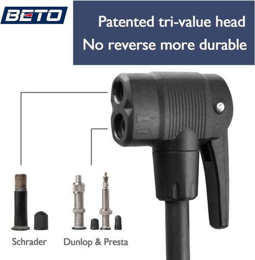 Beto Bike Pump Portable - High-Pressure Bicycle Floor Pump with Gauge & Air Bleed Button, 160 PSI