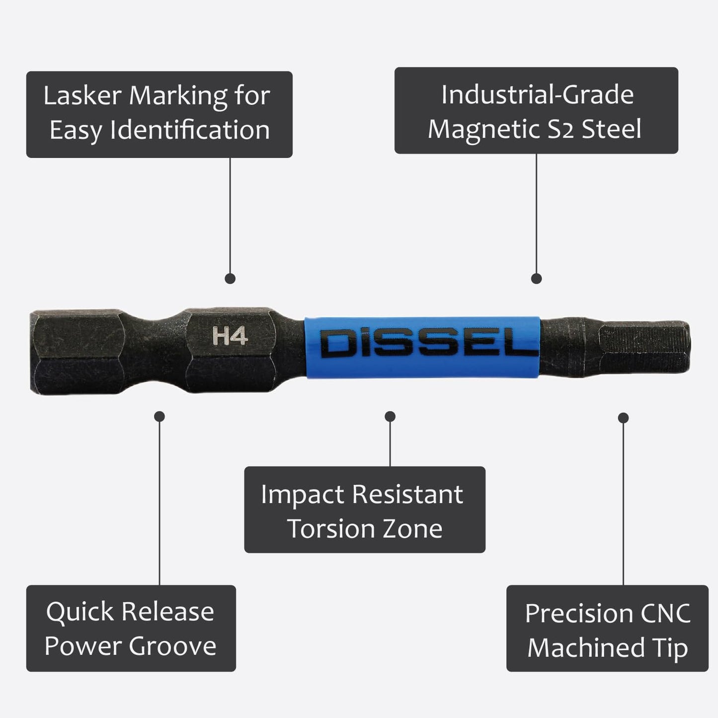 DiSSEL 3/16 Hex Bit Set - SAE Magnetic 3/16 Allen Wrench, Durable S2 Steel Hex Driver for Bike, Furniture & RC Repairs (6pc). Impact Grade Allen Bits Designed for Precision and Durability.