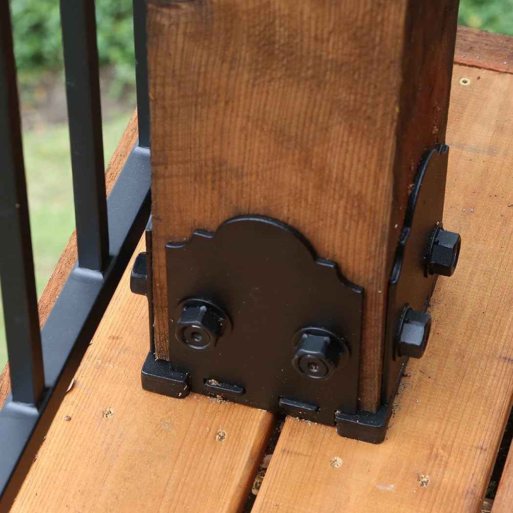 Ozco Laredo Sunset Lite 6x6 Post Base Kit - Galvanized Steel with Decorative Plates & Screws