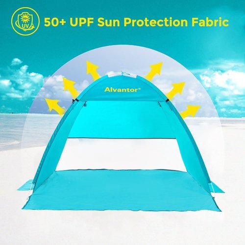 Alvantor® Beach Tent - Automatic Pop-Up Sun Shelter with UPF 50+ Protection | Lightweight & Windproof for 2-3 People