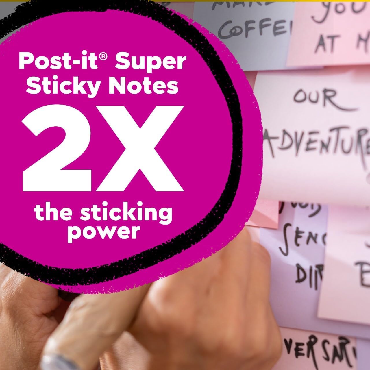Post-it Super Sticky Notes | 100% Recycled Paper | 3 in. x 3 in. | 5 Pads in Wanderlust Pastels