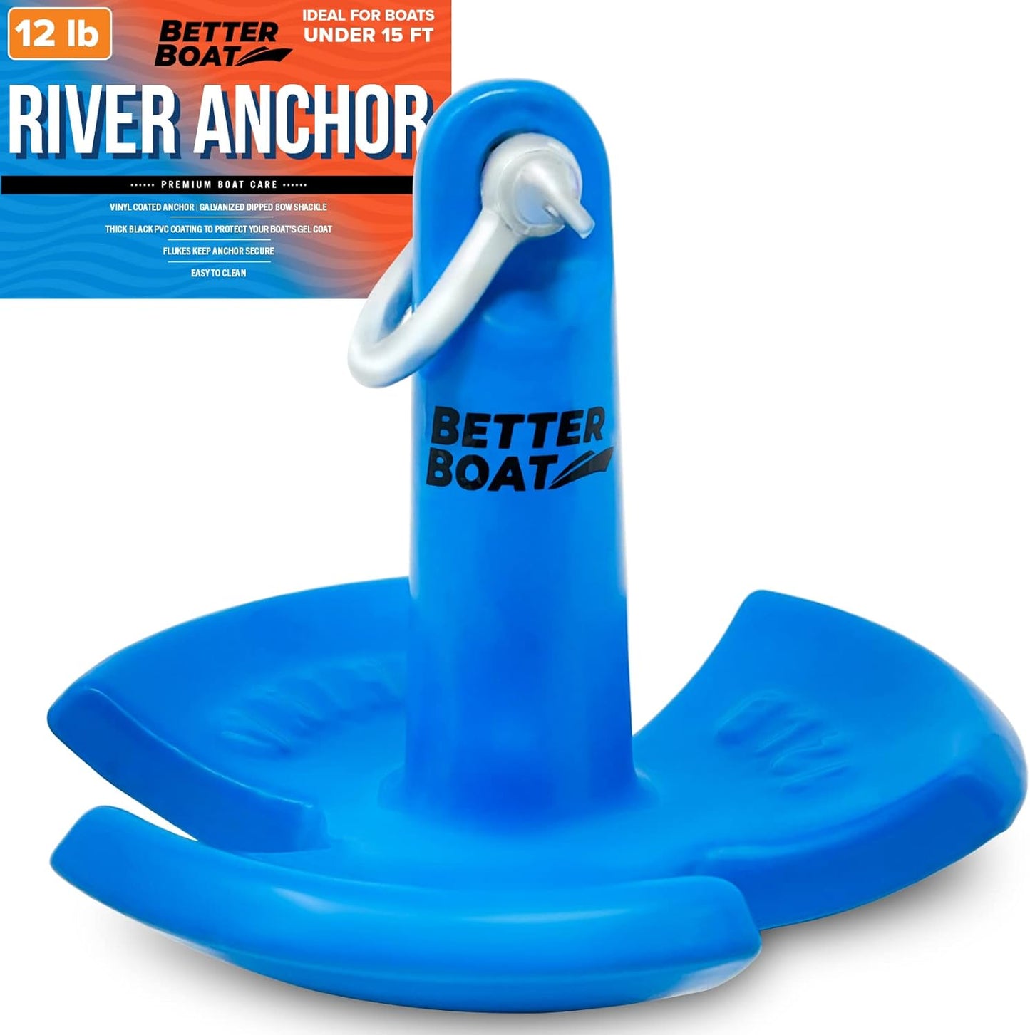 Better Boat River Anchor - 12 lb Vinyl Coated Cast Iron Mushroom Anchor for Boats Up to 15 Ft | Ideal for Lakes & Rivers