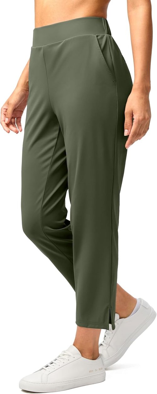 G Gradual Women's Ankle Golf Pants - Stretchy 7/8 Travel Pants with 3 Pockets & Inner Drawstring