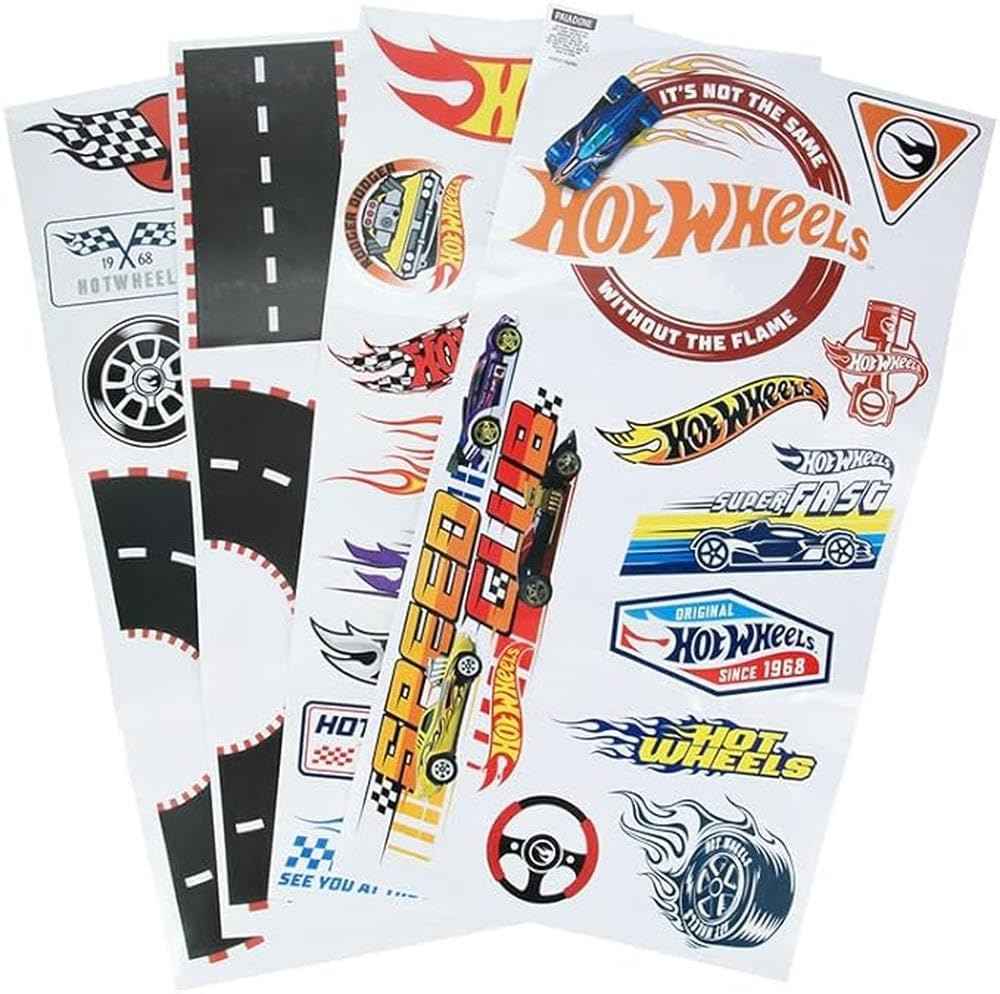 Paladone Hot Wheels Wall Stickers Officially Licensed Kids Room Wall Decals, Reusable Toy Car Track, Playroom Wall Sticker Decorations, Speedway Roads Bedroom Decor for Boys & Girls