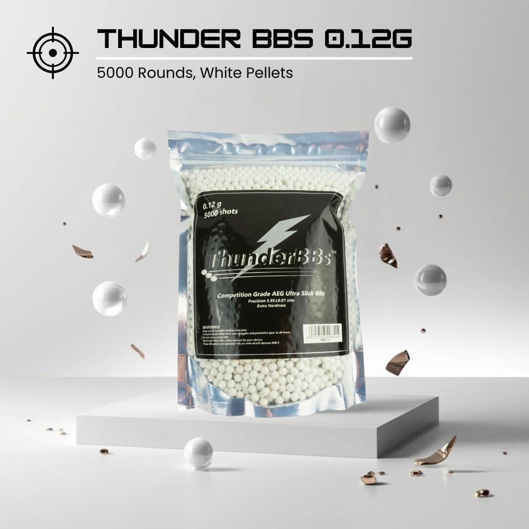 ThunderBBs Airsoft BBs - 0.12G Precision Rounds | 5000 Count in White, Brown, or Yellow