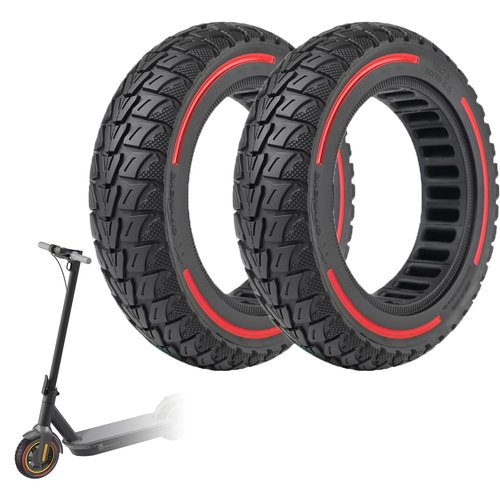 RidTianTek 60/70-6.5 Solid Tire 10 Inch 10x2.5 for Segway Ninebot Max G30 G30P G30LP Gotrax G5 G6 Electric Scooters, Puncture-proof, Tubeless Rubber Tires Front or Rear Replacement, 2pc (Red)