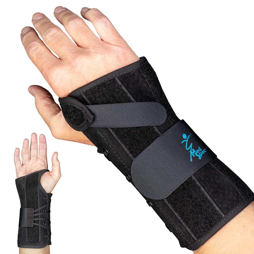 Med Spec 8" Wrist Lacer (Right Hand, Medium) - Wrist Brace with Easy Adjustable Lacing Support - Carpal Tunnel Hand and Wrist Stabilizer with Palmar & Dorsal Stays, Breathable Liner, 223934