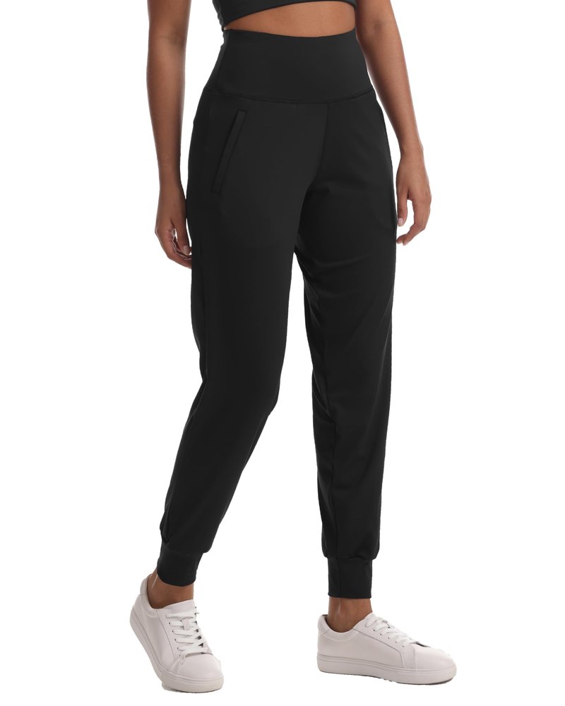 Women's Joggers with Pockets Lightweight - High Waisted Athletic Leggings Tapered Pants for Workout Yoga Running Gym (Black, Large)