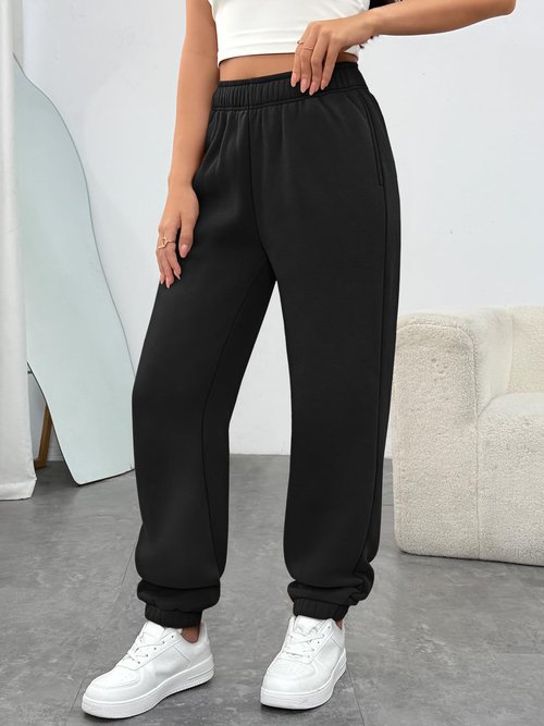 Trendy Queen Womens Sweatpants High Waisted Winter Baggy Lounge Pants Fall Active Fleece Comfy Joggers 2026 Black M