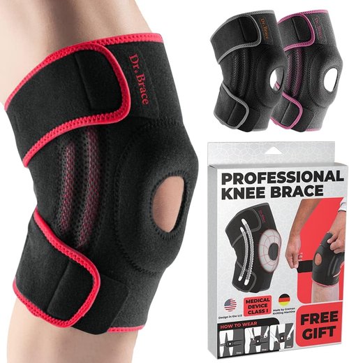 Dr. Brace Elite Knee Brace - Maximum Support with Side Stabilizers & Gel Pads | X-Large, Sunrise Color