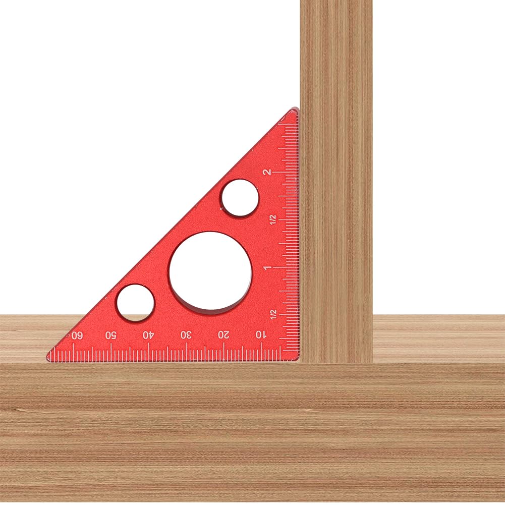 KETIPED Aluminum 45/90 Degree Layout Thickened Triangle Ruler,Imperial and Metric Scales Isosceles Right Triangular high-Precision Measuring Ruler,Square Measuring Tool for Woodworking,MG-045R