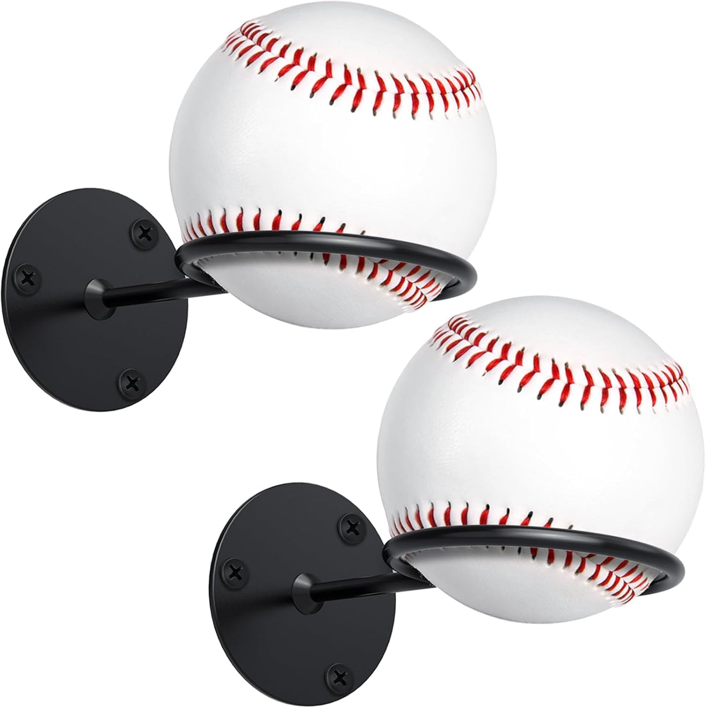 Threan Baseball Display Holder - Heavy Duty Metal Softball Wall Mount Rack for Office & Garage (Black)