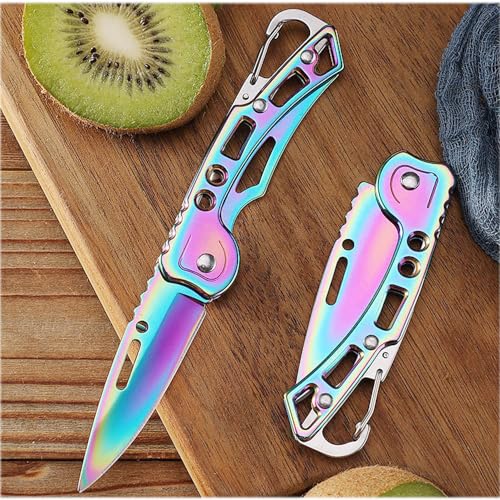 Multicolored Titanium Pocket Knife Set - 2 Pack with Key Ring