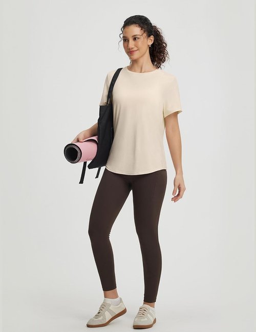 Baleaf Women's Yoga Shirts - Open Back Workout Tops with UPF 50+ Protection | Athletic Gym T-Shirt