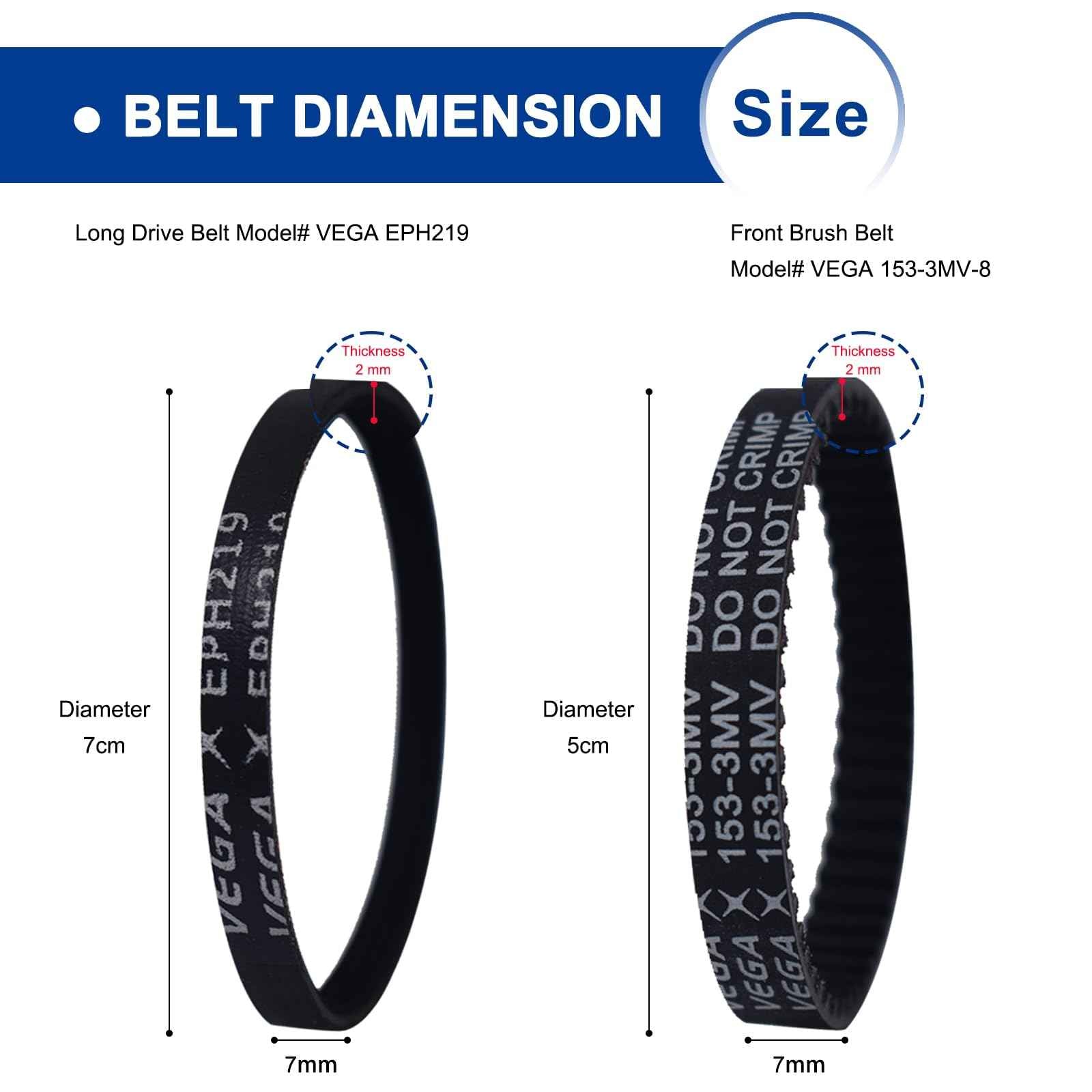 ADDFRESH Replacement Brush Roller and Vacuum Belts Compatible with Shark AZ3002 AZ3000 AZ3000W LA702 LA700 LA555 AZ1002 Accessories Kit - Front Brush Belt Vega 153-3MV-8 + Long Drive Belt Vega EPH219