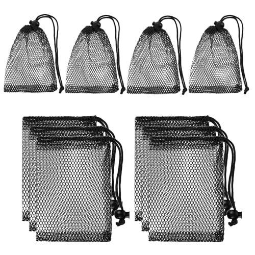 Small Drawstring Mesh Bags - 10 Pcs 6x4 Inch Nylon Net for Sports