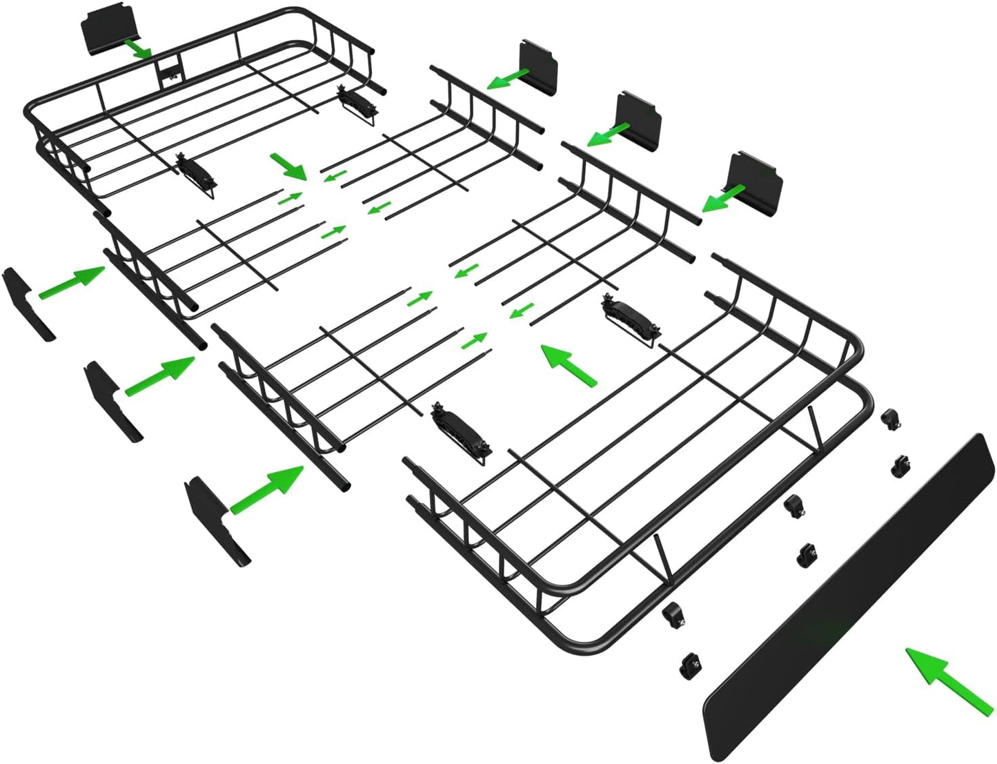 WEIZE Roof Rack Carrier Basket - Large 64" x 39" x 5" with Waterproof Bag & Cargo Net for SUVs and Trucks