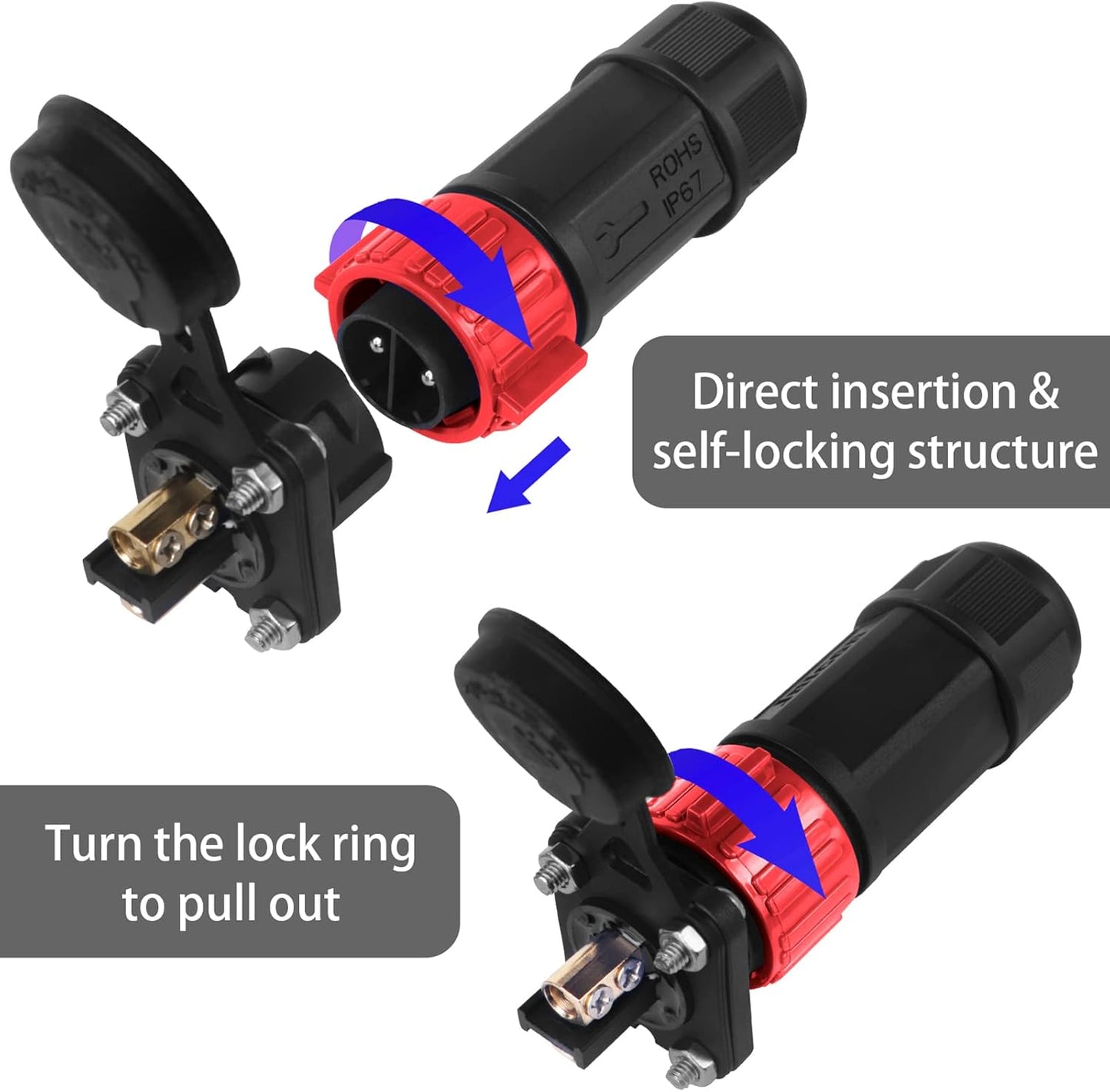 Skiennix Trolling Motor Plug Receptacle Set - Waterproof 12V/24V/36V/48V DC Power Connector for Marine Use