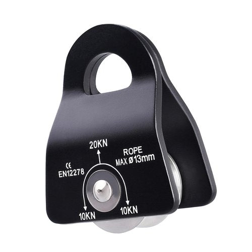 Azarxis 20 kN Micro Side Swing Pulley Prusik Minding Pulleys for 0.51" / 13mm Rope/Cable Rock Climbing Tree Arborist Zipline Lifting Hauling Dragging Rescue Aerrial Work Hitch Tending (Black)