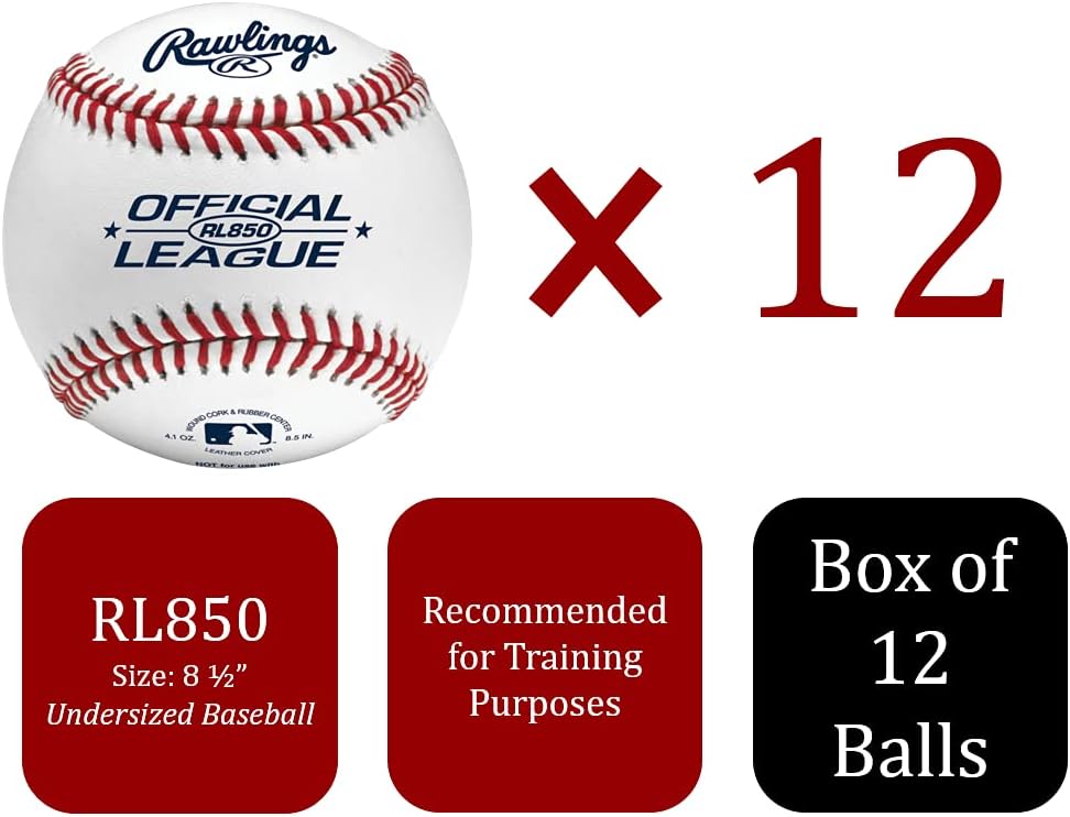 Rawlings Official League Practice Baseballs - Undersized 8.5" | Pack of 12