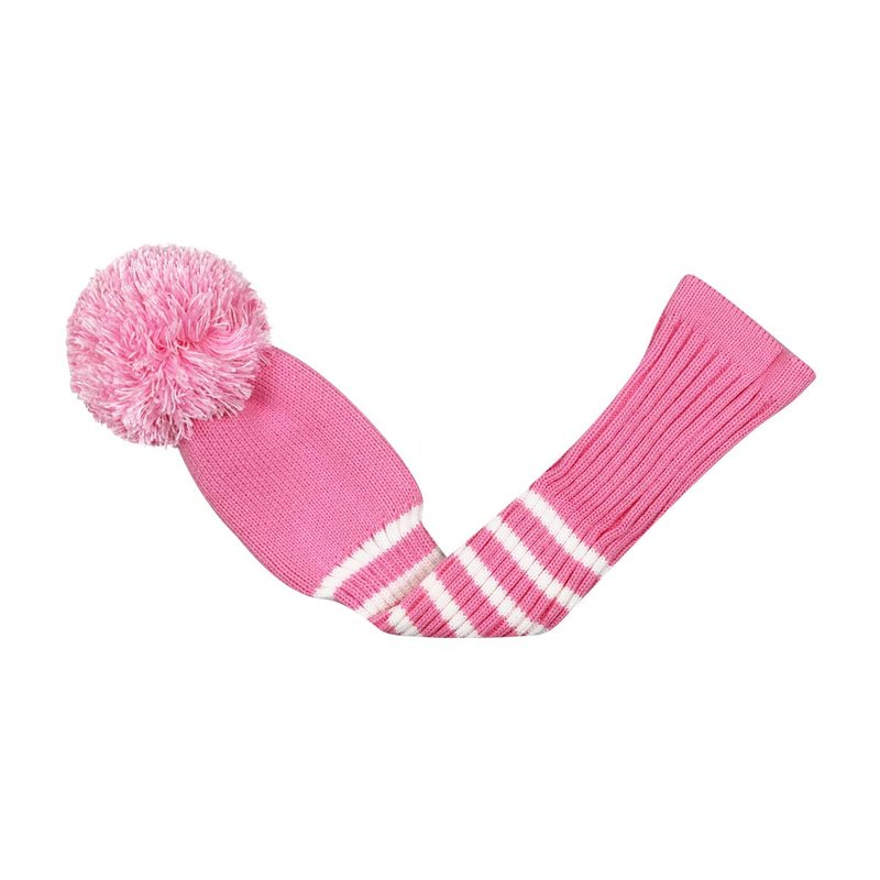 Scott Edward Knit Wood Golf Covers 4 Pieces Handmade Knitted Item Fit Over Well Driver Wood(460cc) Fairway Wood*2 and Hybrid(UT)(Pink Stripe)