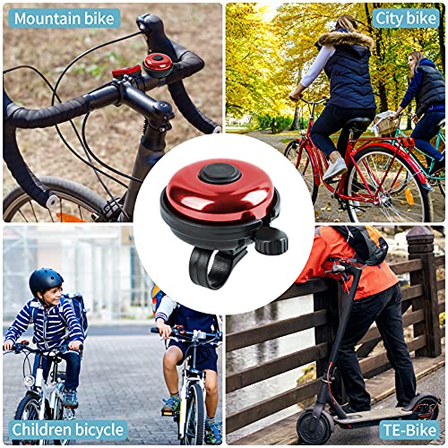 Loud Aluminum Bicycle Bell for Adults & Kids - Red, Right Hand Use - 2 Pack
