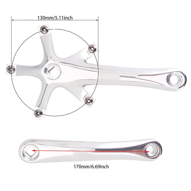 Crank Arms, 1 Pair Universal 170mm Aluminium Alloy Single Crankset Crank Arm Set Repair Parts BCD 130 mm for Mountain Road