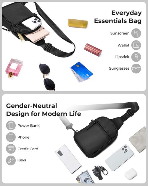 CHOLISS Small Crossbody Bags for Women and Men, Sling Backpack Travel Bag Nylon