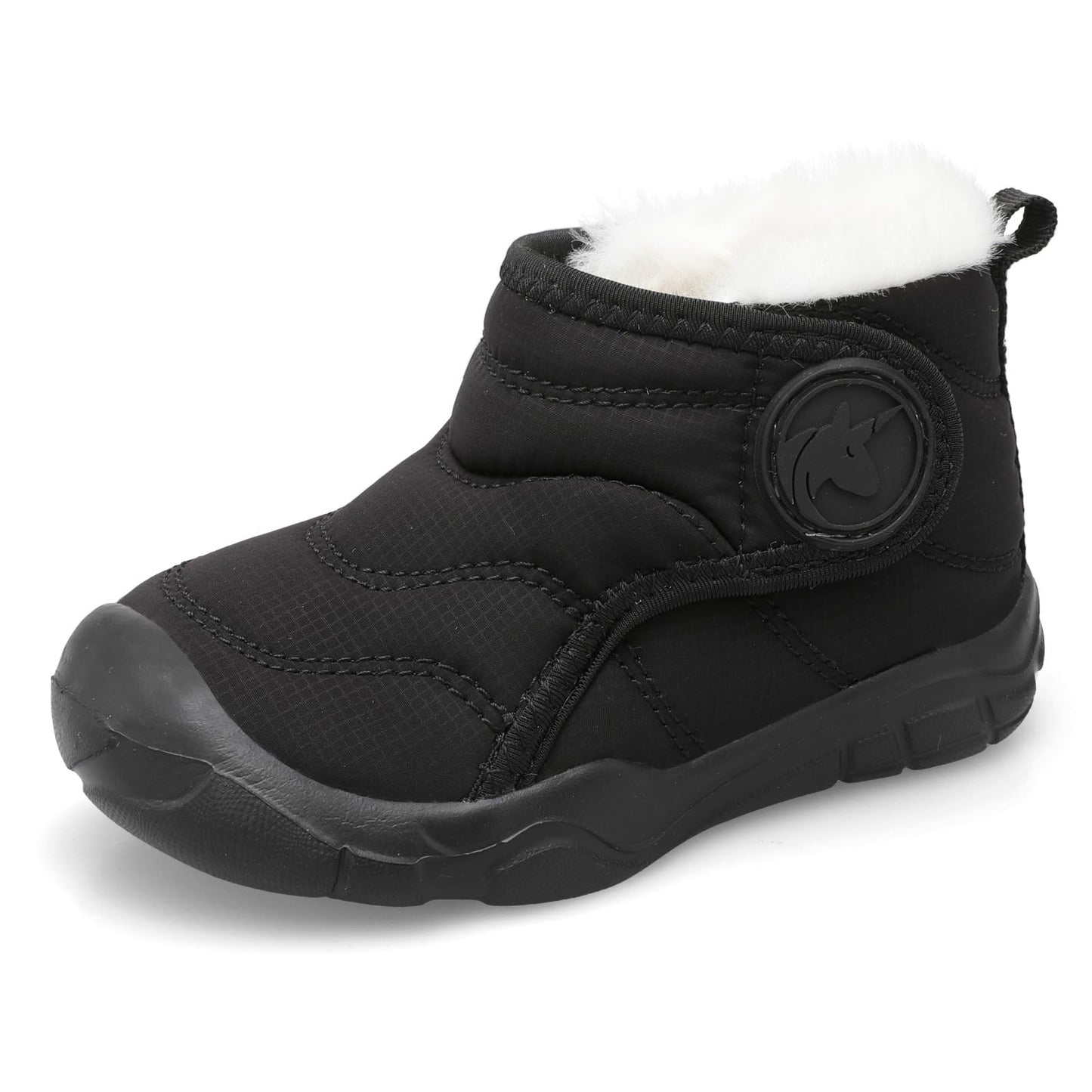 LeIsfIt Toddler Boots Girls Boys Wide Winter Boots Cozy Fleece Winter Shoes Indoor Outdoor Warm Shoes Black 7 Toddler