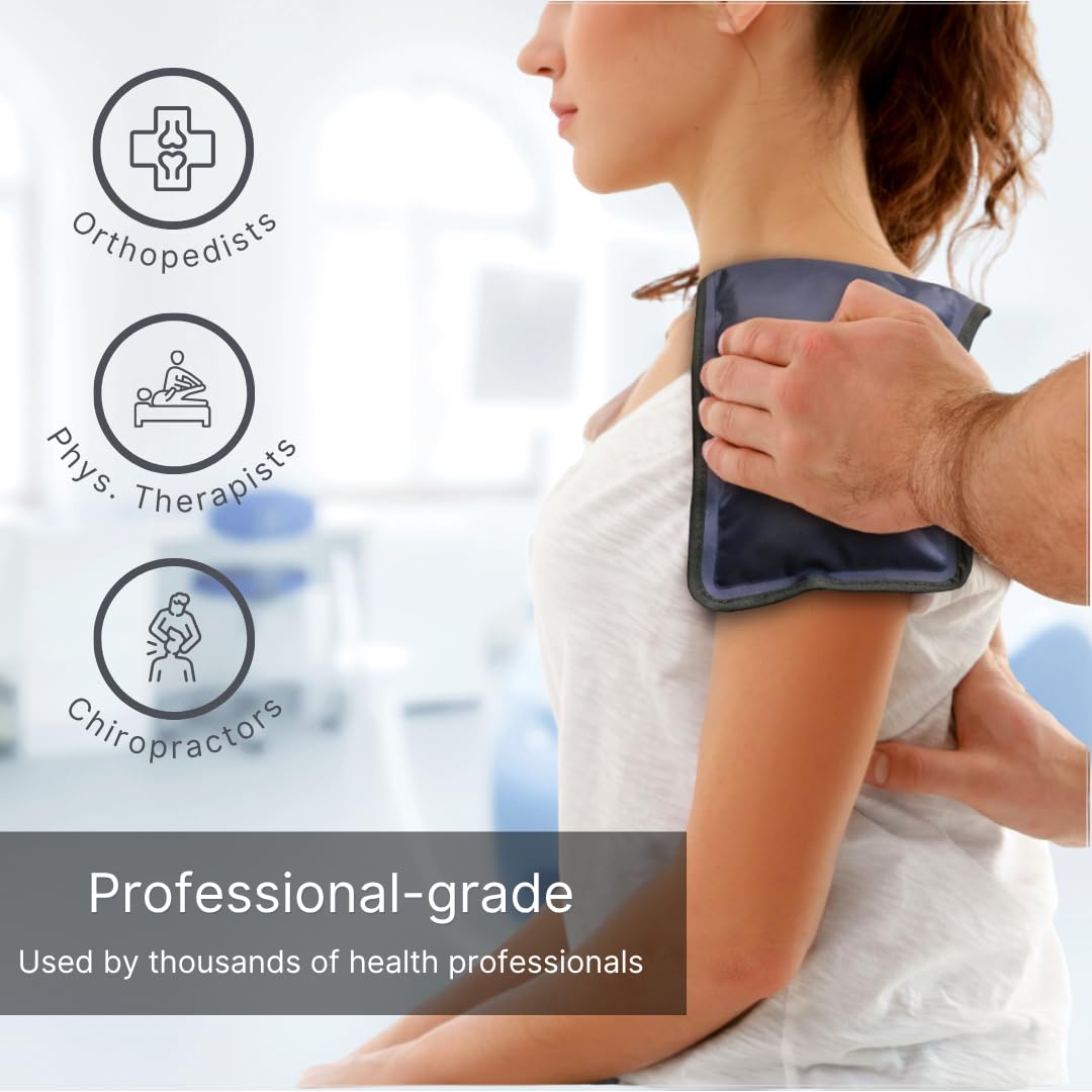 FlexiKold Gel Soft Flexible Ice Packs for Injuries - Reusable Freezer Cold Pack, Cold Compress & Cooling Gel Pad for Face, Shoulder, Hip, Leg, Arm, Ankle & Foot Injury - Medium - 7.5” x 11”