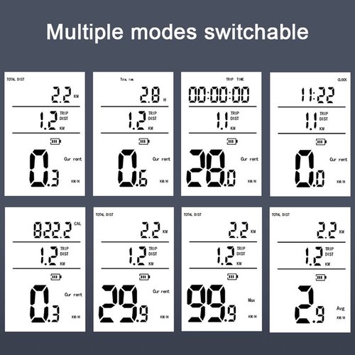 SIUKE USB Rechargeable Waterproof Bike Speedometer Multifunctional Bike Cycling Speedmeter Wireless Bicycle Speed Meter with Light and Horn USB Rechargeable Waterproof Bike Speedometer Full Screen