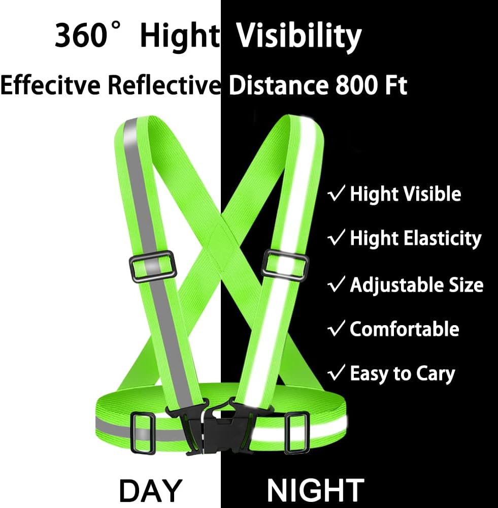 Skiennix High Visibility Reflective Vest - Adjustable Safety Gear for Running, Walking, and Night Cycling