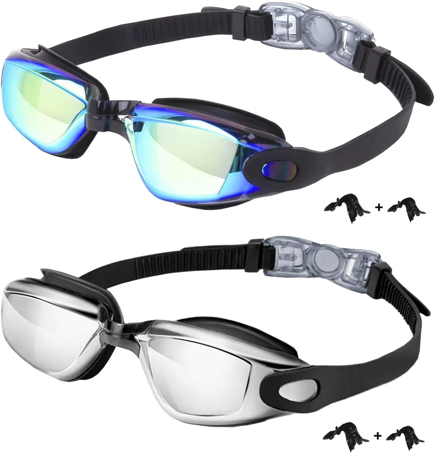 Skiennix Kids Swim Goggles - Anti-Fog, Leak Proof Design | Clear Vision for Ages 3-14 (2 Pack)