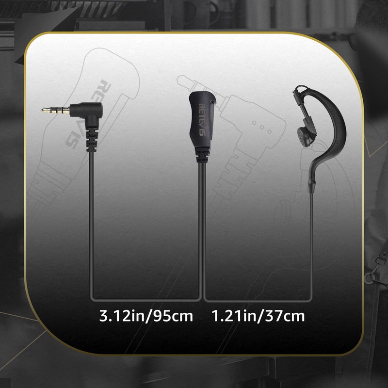 Retevis 1 Pin 3.5mm Walkie Talkie Earpiece with Mic, Double Cable, Side PTT, Compatible with RT22P RB19 RB19P B3H B3S B3B Two Way Radios, Soft C-Type Earhook Radio Earpiece(10 Pack)