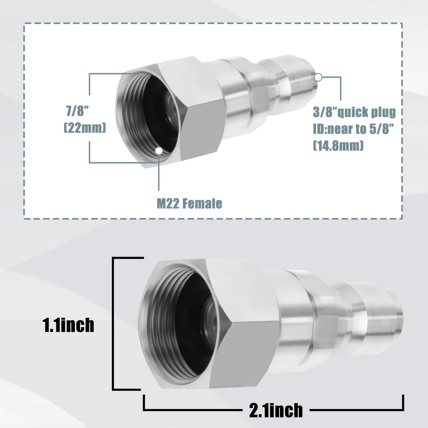 Pressure Washer Quick Connect Swivel Fitting M22 to 3/8" Quick Connect for Pressure Washer, 5000 PSI
