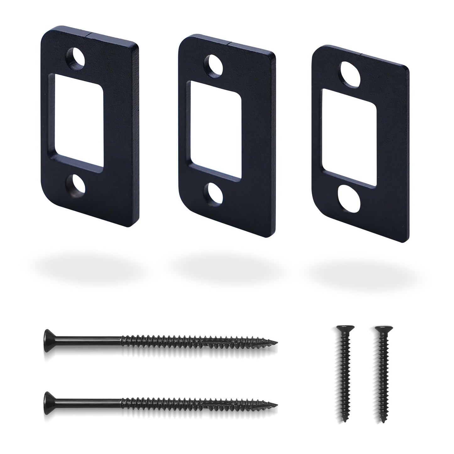 MOSECYOU Standard Door Strike Spacer Shim Plates, Stainless Steel, Set of 3 Different Thickness, Door Gap Blocker Kit to Fix Door won’t Stay Closed, Block Access to Latch (Matte Black, 1 Pack)