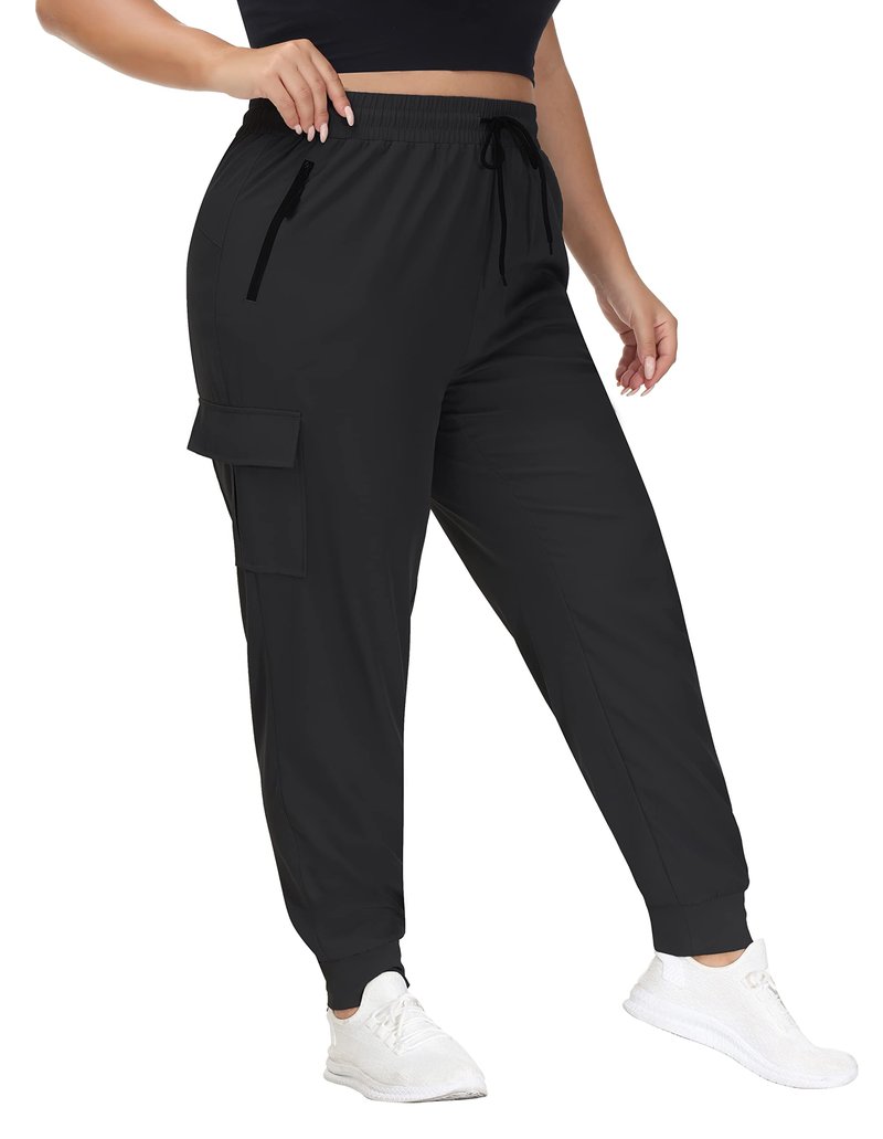 SEKINO Women's Plus Size Cargo Hiking Pants Lightweight Quick Dry Athletic Pants Pockets Black 2X