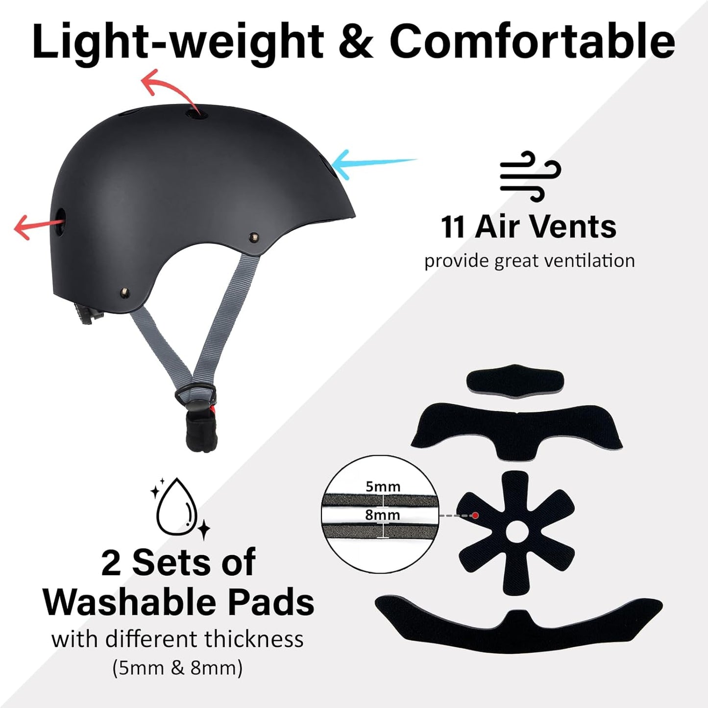 Skiennix Multi-Sport Helmet - Lightweight & Adjustable for Skateboarding, Biking, Scootering | 3 Sizes Available