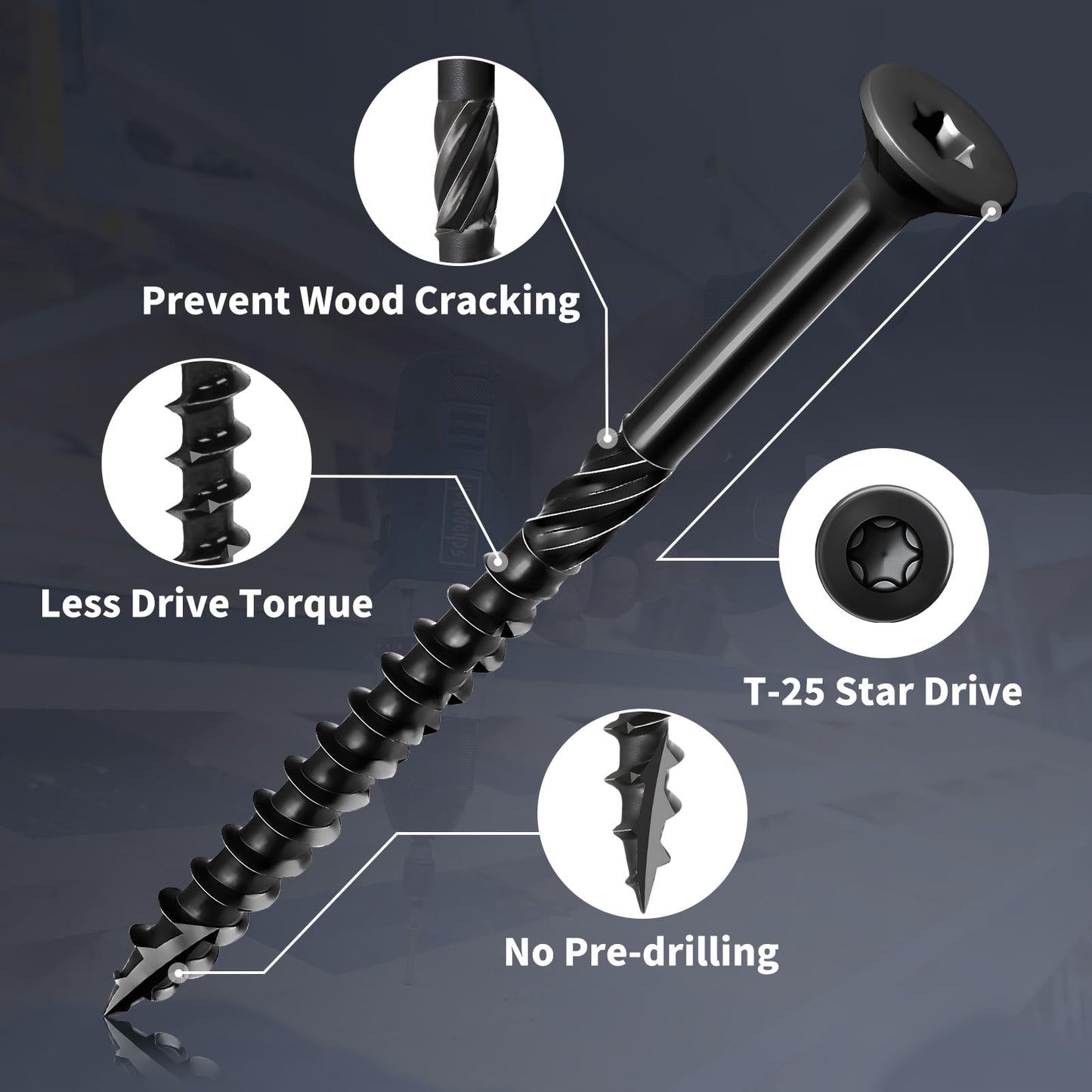 Deck Screws 3 Inch, 138pcs FIXLINK Wood Screws #10 x 3, 2lb, Epoxy Coated, T25 Star Bit Above 1500 Hour Salt Spray Coating Outdoor Decking Screws Excellent Rust Resistant for Outdoor Wood Fence
