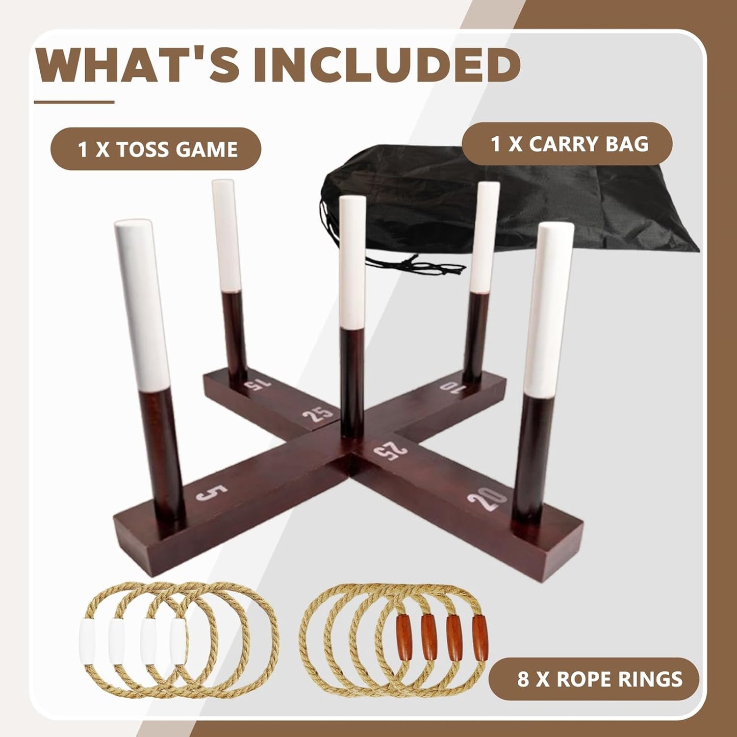 Ring Toss Game by Outdoor Yard Games - Fun Wood Toss Game for Family Gatherings | Perfect for Backyard & Camping
