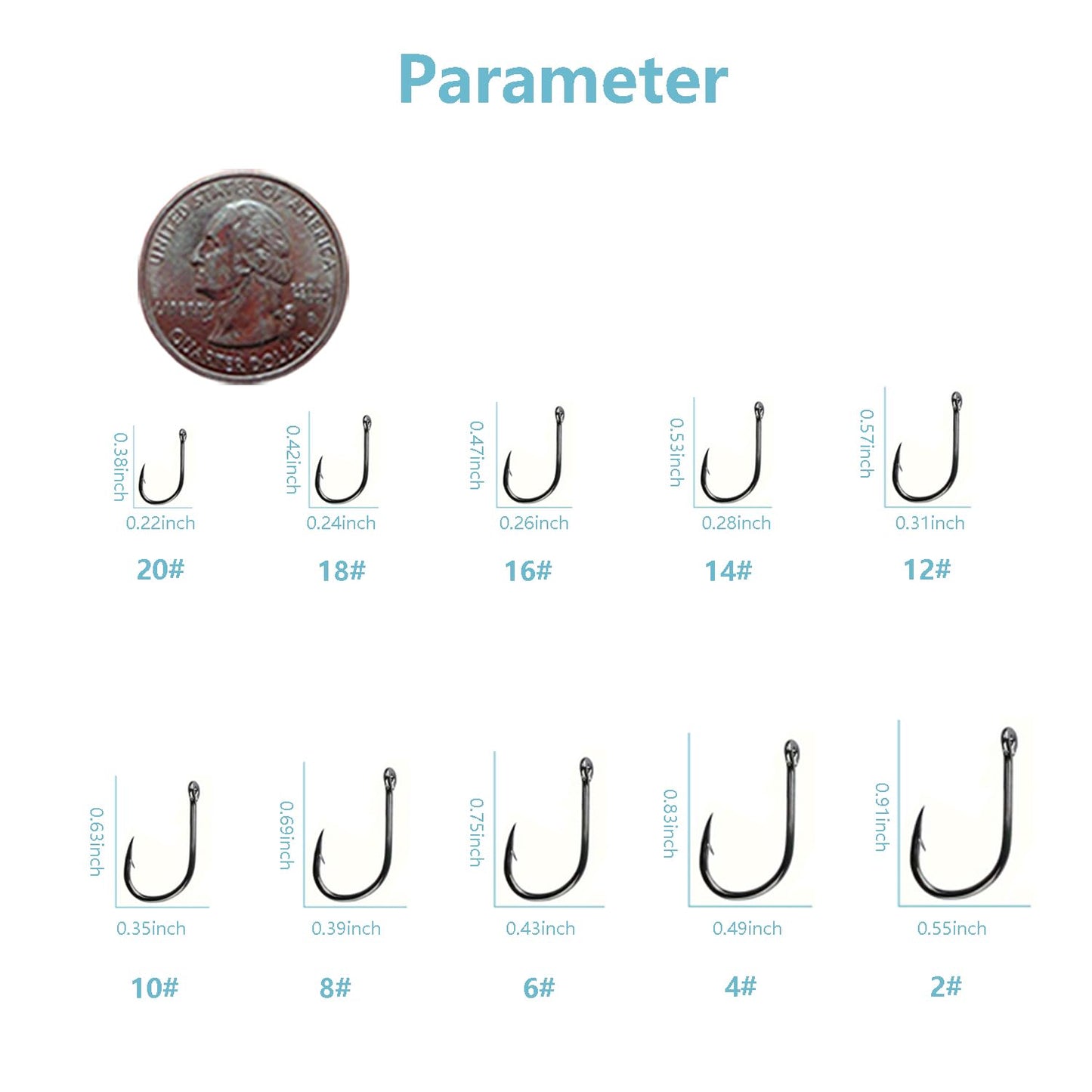 Dyxssm Small Fishing Hooks for Freshwater, 1000pcs 600pcs 400pcs Trout Fish Hook Set, 10 Sizes #2-#20 (400pcs (#2-#20), Black)