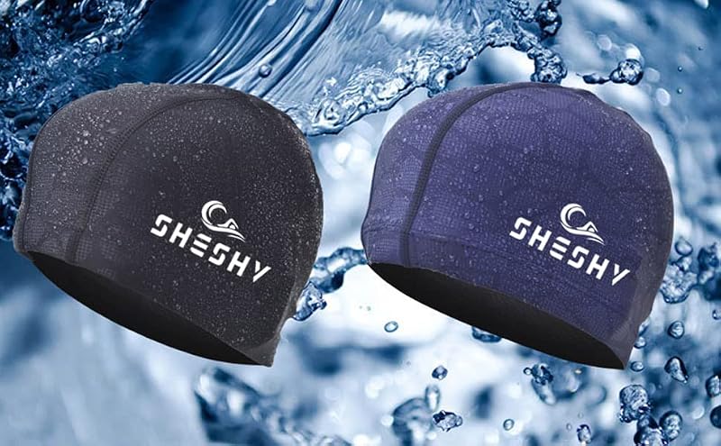 Swim Cap - Flexible Nylon Spandex Swimming Hat for Adults & Kids - Blue