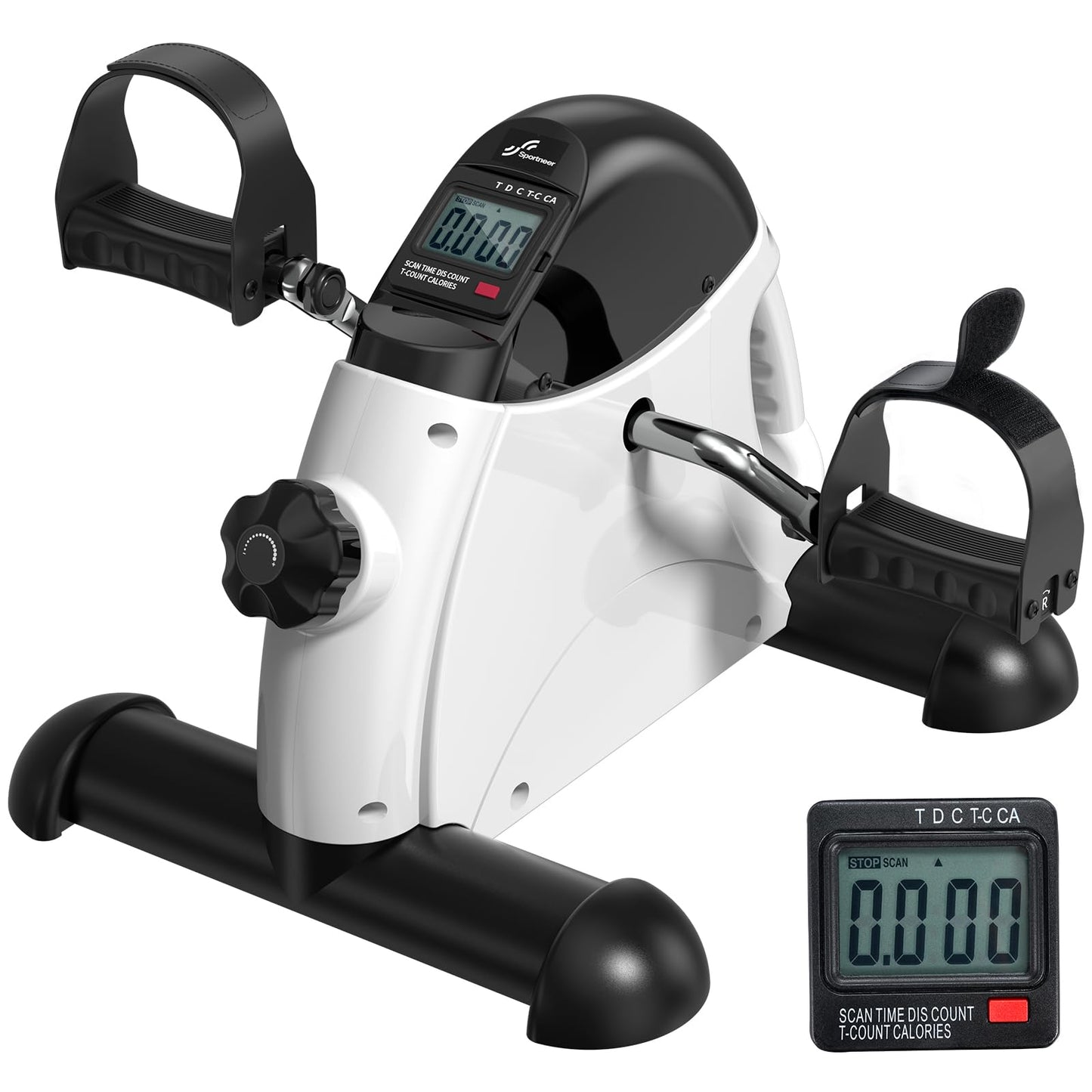 Sportneer Under Desk Bike Pedal Exerciser: Sportneer Mini Exercise Bike Portable Peddler Sitting for Seniors with LCD Display Arm & Leg Bike Pedals Exerciser with Anti-Skid Mat for Home Office (White)
