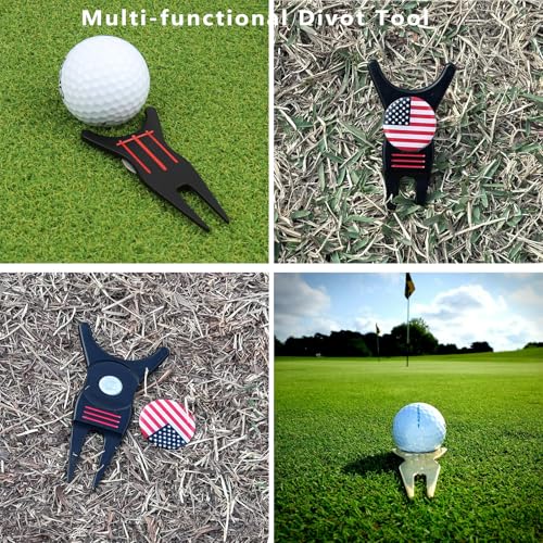 Golf Divot Repair Tool with Magnetic Ball Marker & Alignment Lines