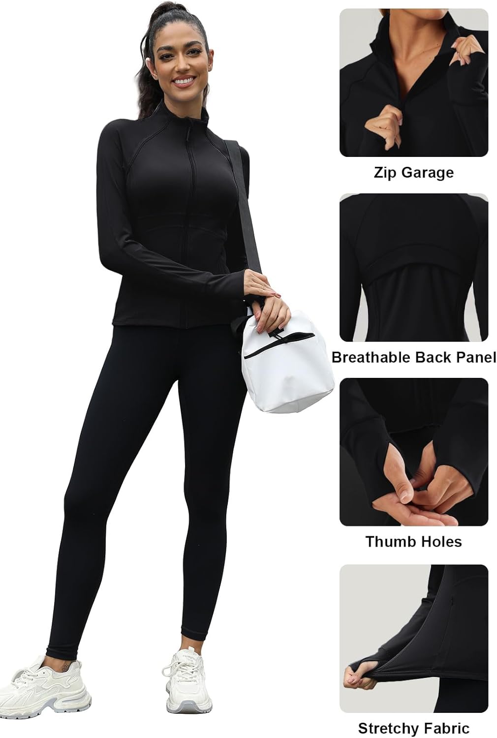 Waitfairy Zip Up Jacket for Women - Stylish Yoga & Gym Top with Thumb Holes | Perfect for Running & Workouts