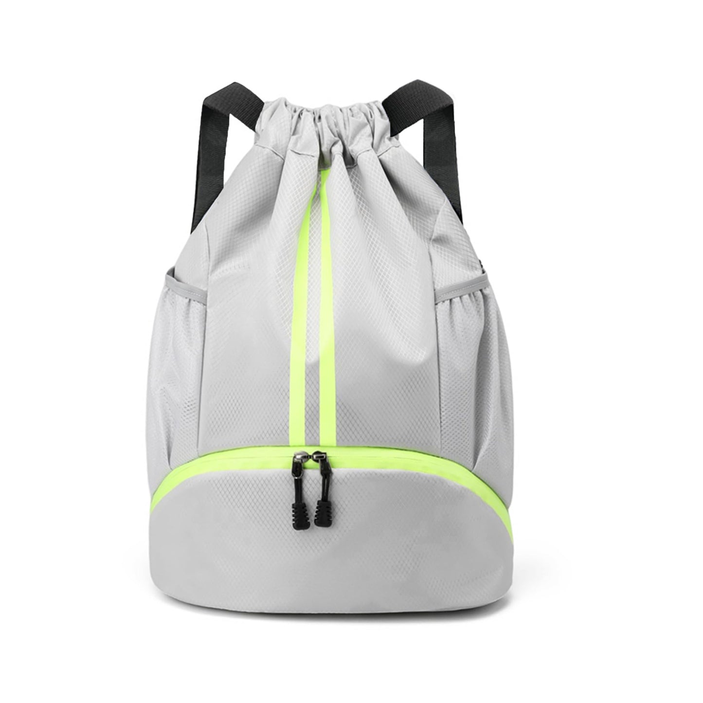 JELUTAR Drawstring Backpack Gym Bag with Shoes Compartment for Soccer, Basketball, Swim, Water-Resistant String Backpack Beach Cinch for Women Men, Grey, Medium