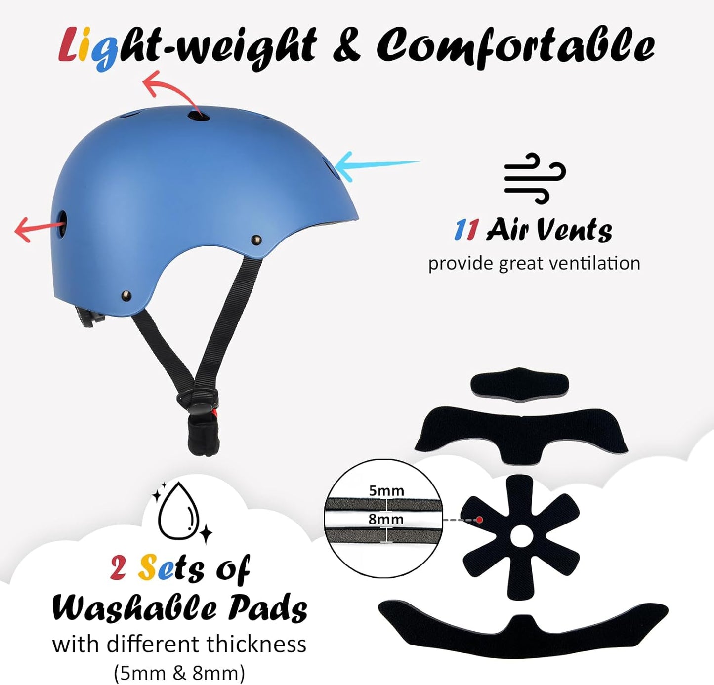 Skiennix Kids Bike Helmet - Adjustable Multi-Sport Design for Toddlers to Youth | 3 Sizes Available